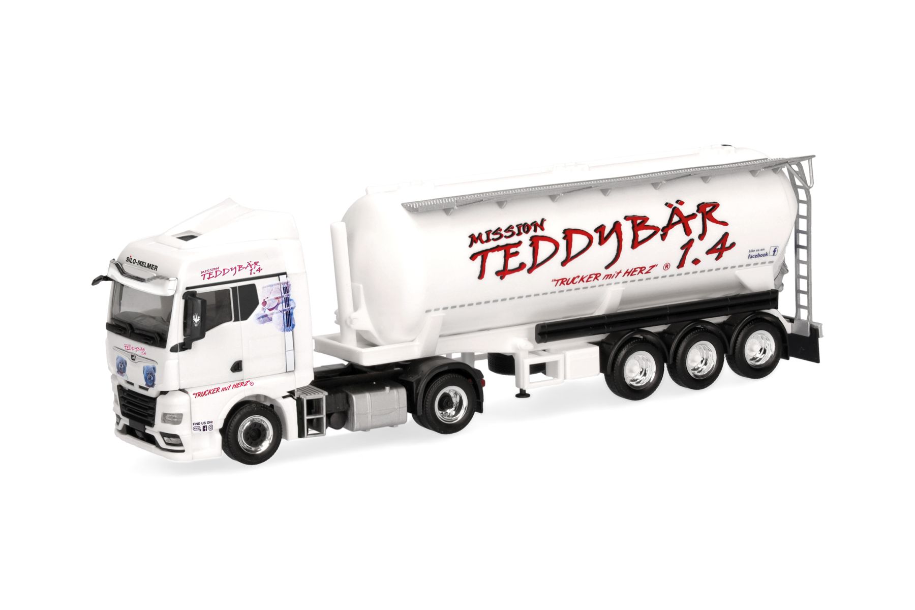 Herpa 318754 - MAN TGX GM Silo-Sattelzug "Silo Melmer / Teddybär 1.4"