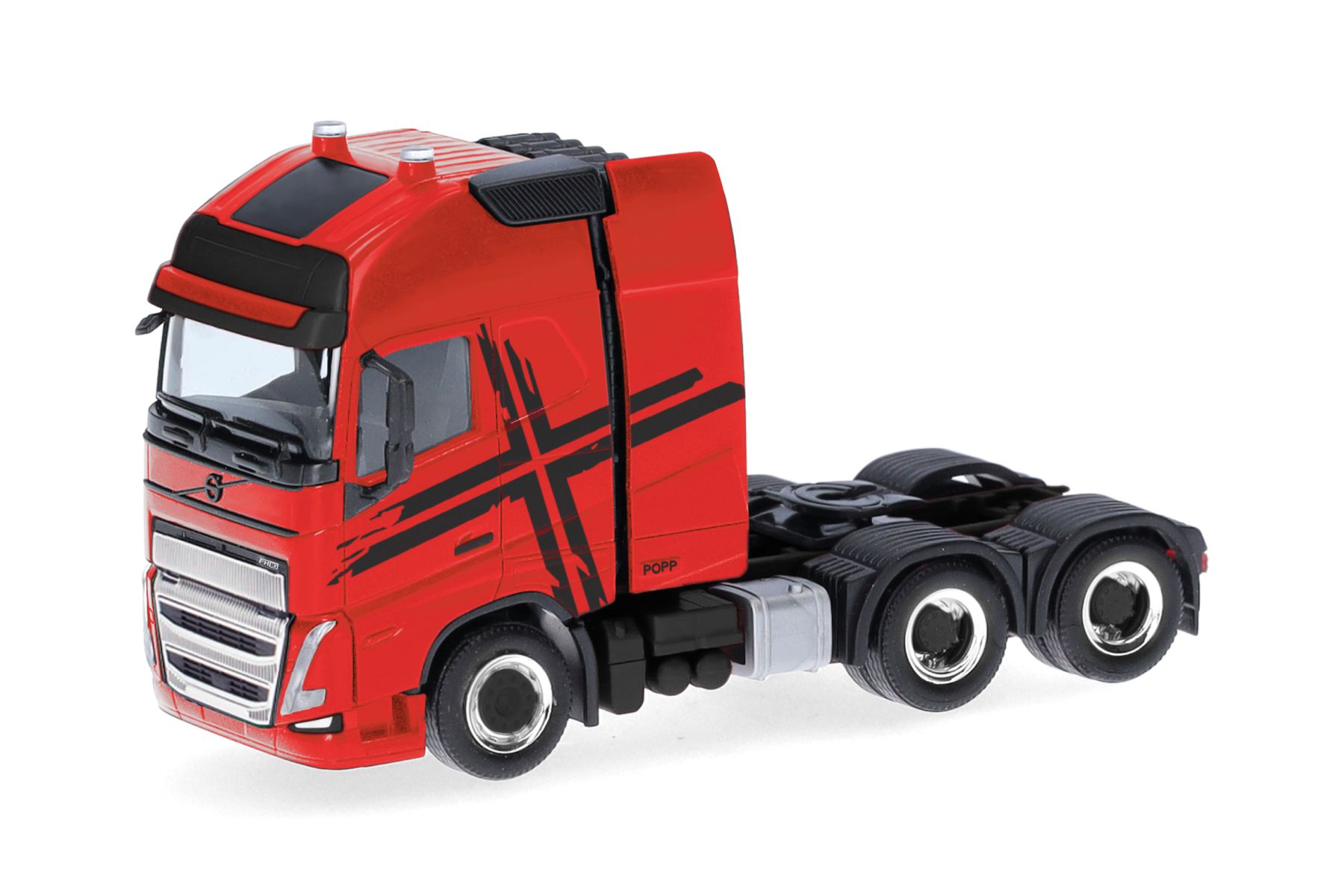 Herpa 318624-002 - Volvo FH 16 GL XL 2020 Zugmaschine mit Schwerlastturm 3achs, rot-schwarz