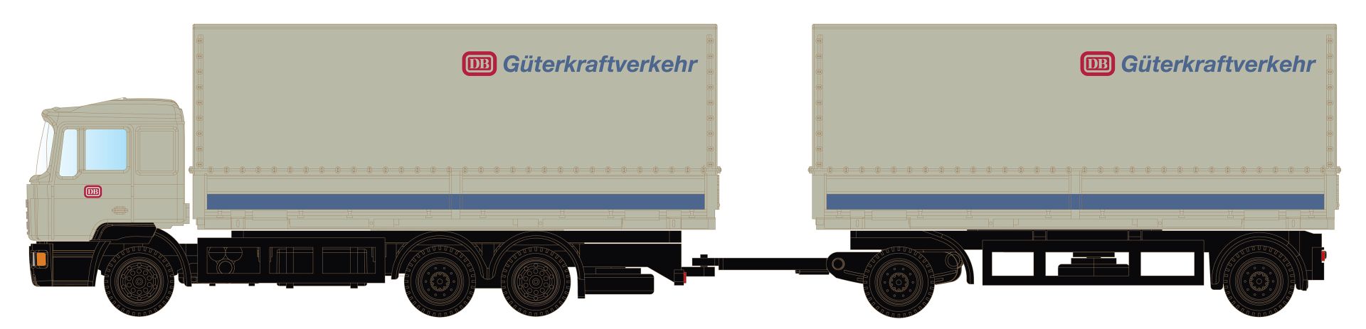 MiNis LC4634 - MAN F90, 3-achs Wechselpritschen-Hängerzug DB Güterkraftv.
