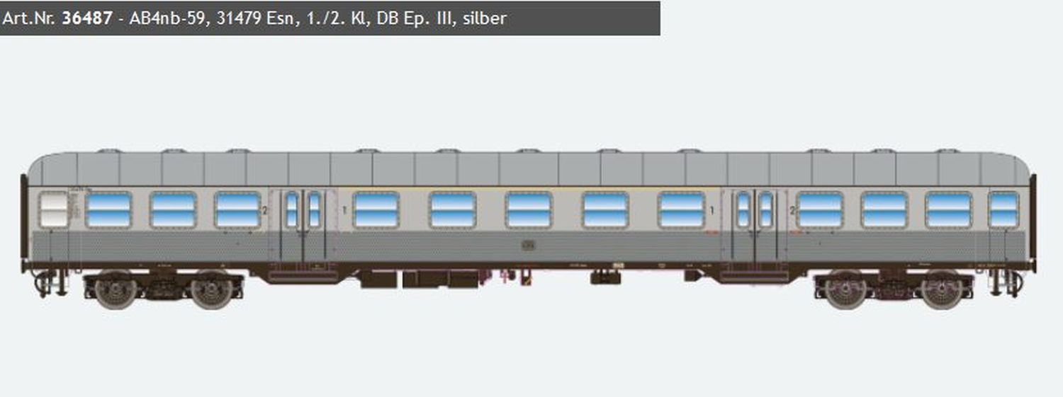 ESU 36487 - Personenwagen 'Silberling' AB4nb-59, DB, Ep.III