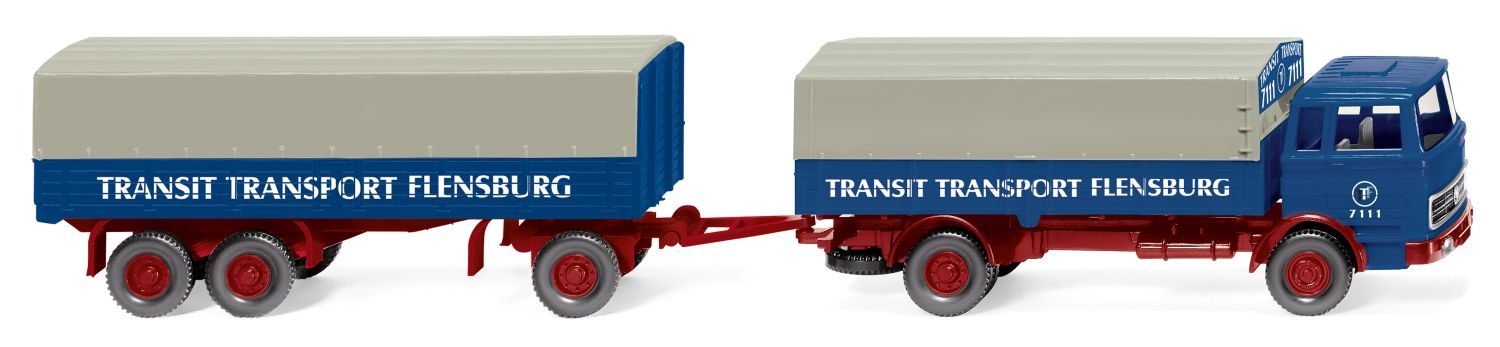 Wiking 043203 - Pritschenhängerzug (MB) 'Transit Transport'