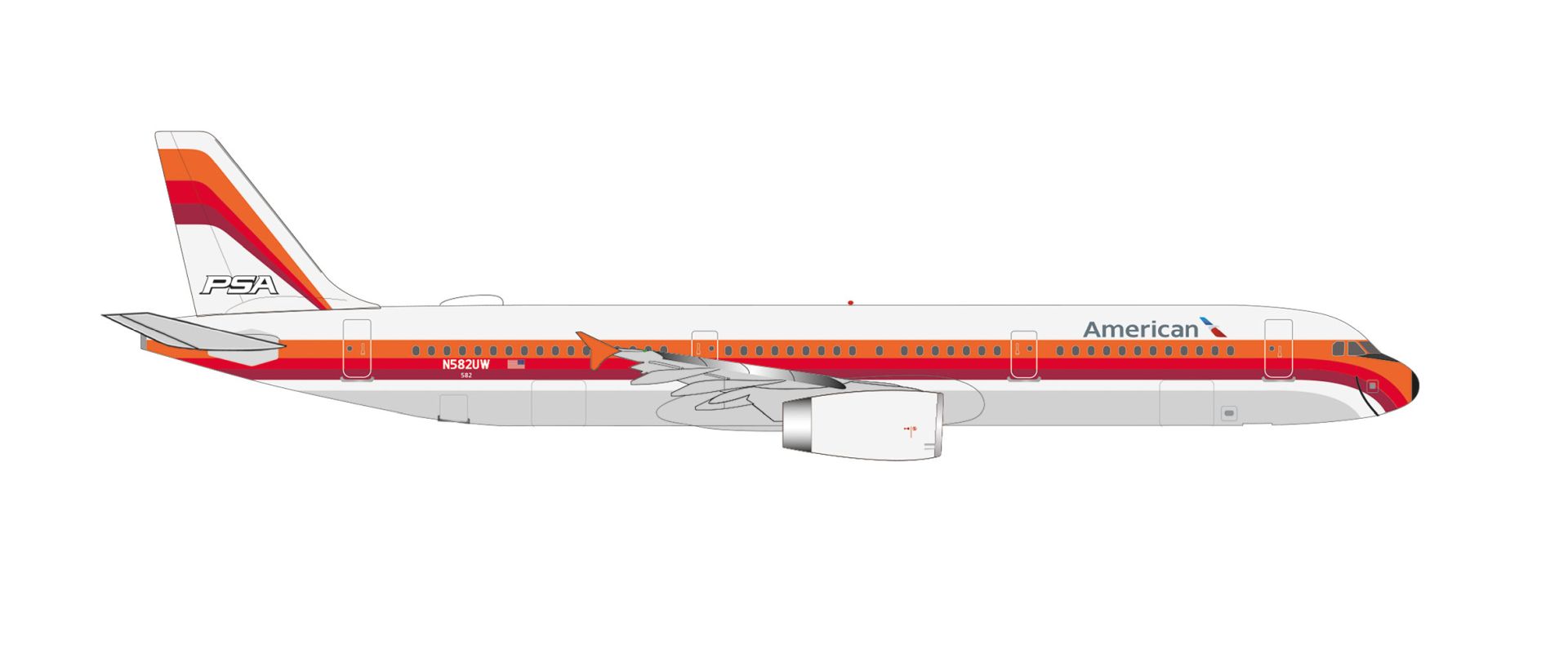 Herpa 538244 - American Airlines Airbus A321 - PSA Heritage Bemalung- N582UW