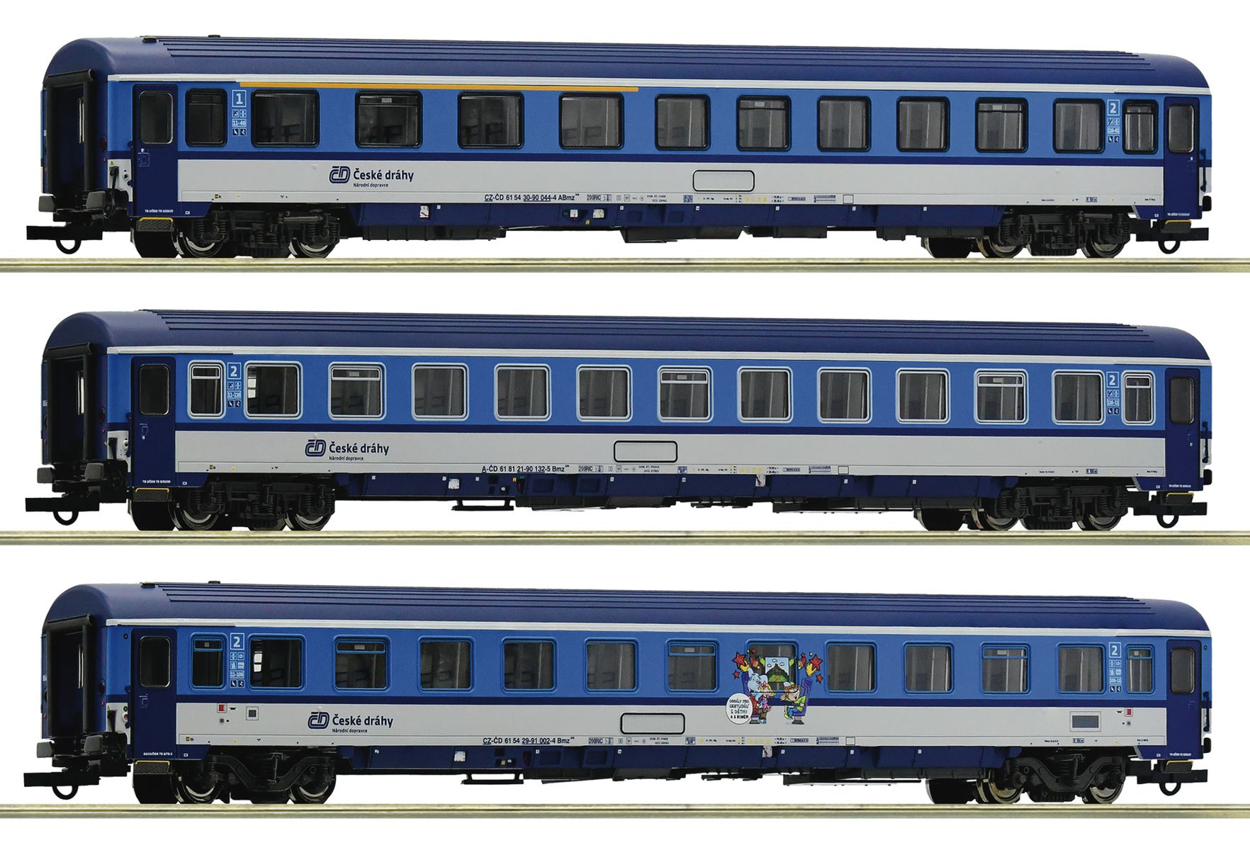 Roco 6200002 - 3er Set Personenwagen Eurofima, CD, Ep.VI