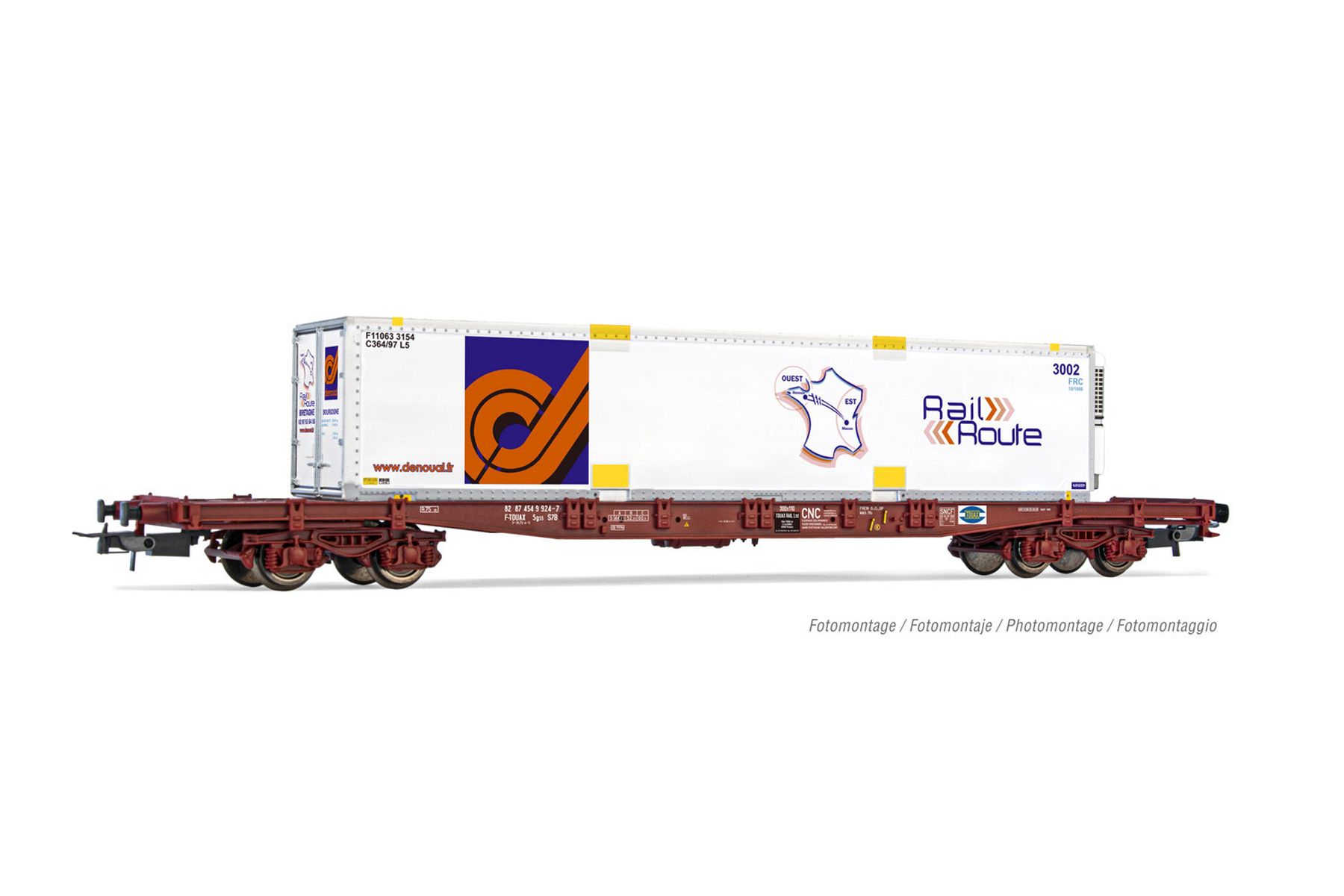 Jouef HJ6243 - Containerwagen Sgss mit Wechselaufbau 'Rail Route', TOUAX, Ep.V