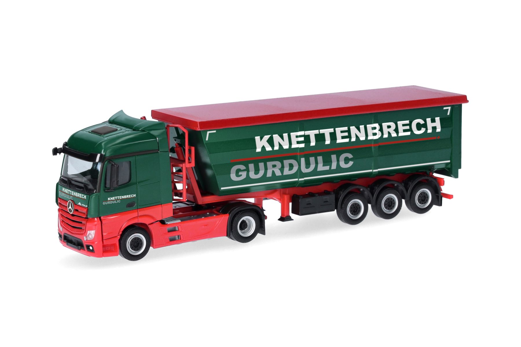 Herpa 318518 - MB Actros Streamspace Stahlmulden-Sattelzug "Knettenbrech & Gurdulic"