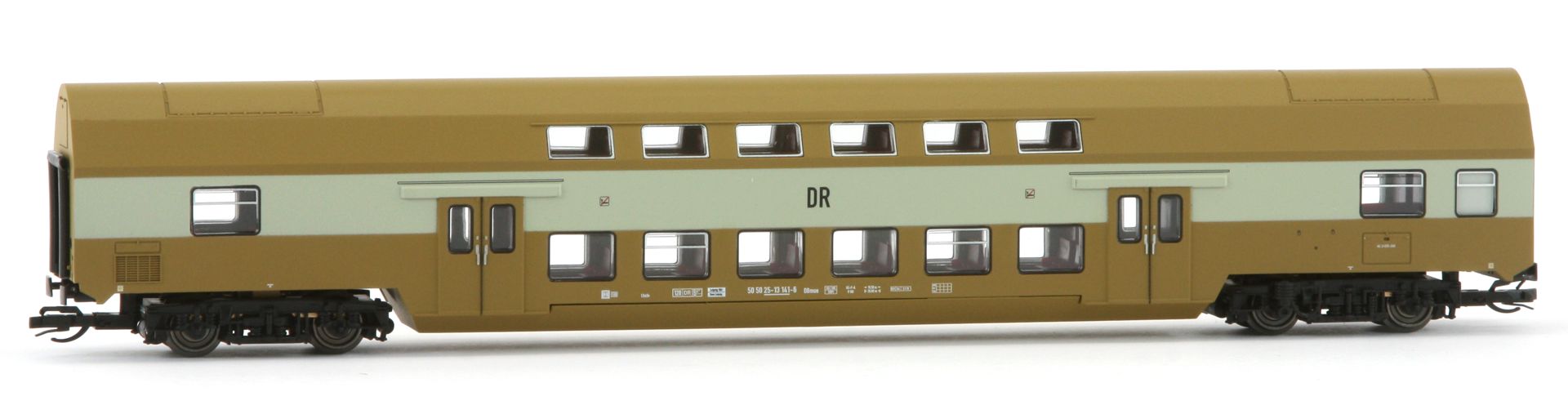 Roco 6280013-DB - 2er Set Dosto Senftöpfe RAL 8000, DR, Ep.IV, 2 Mittelwagen, digitale Innenbeleuchtung