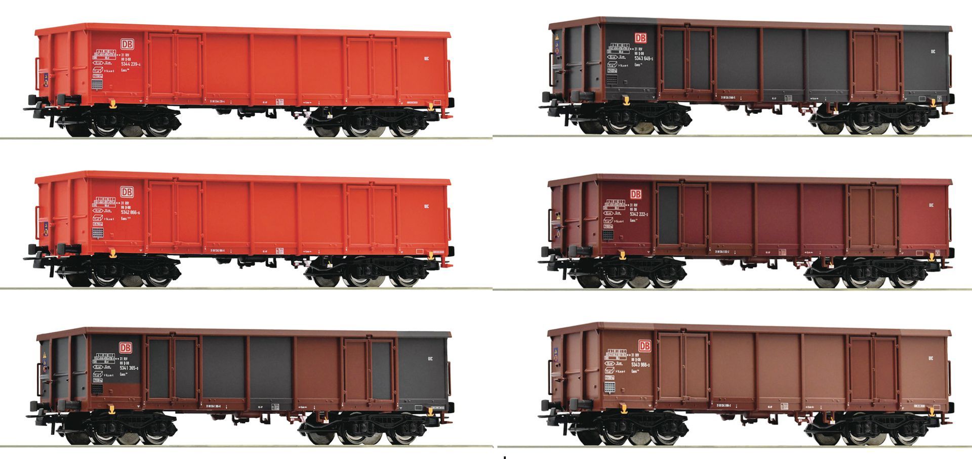 Roco 75858-A24 - 6er Set offene Güterwagen Eaos, DBAG, Ep.V-VI