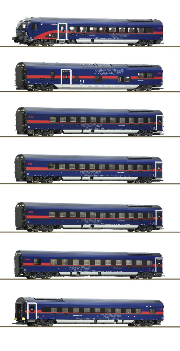 Roco 5510004 - 7er Set Personenwagen Nightjet, ÖBB, Ep.VI, DC-Digital Roco 5510004 - 7er Set Personenwagen Nightjet, ÖBB, Ep.VI, DC-Digital