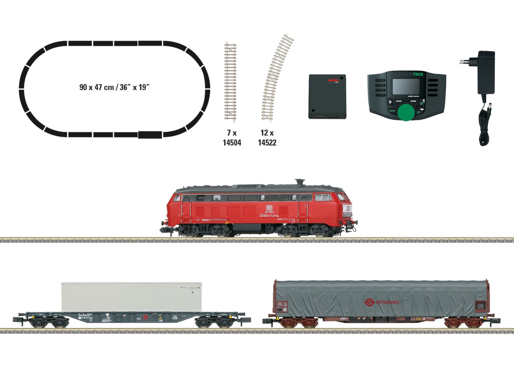 Trix 11161 - Digitales Startset mit BR 218 und Güterzug, DBAG, Ep.VI, DC-MFX-Sound, Mobile Station