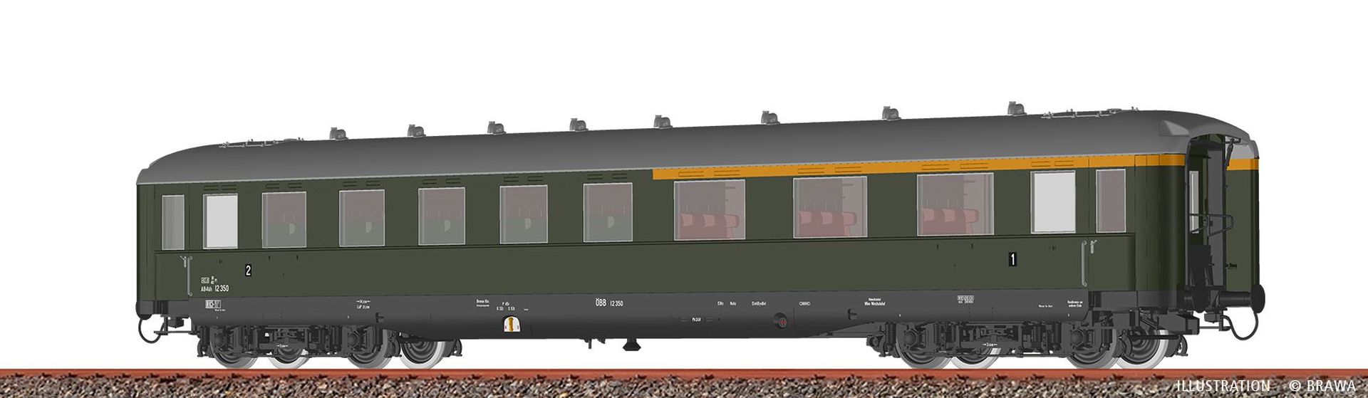 Brawa 51109 - Personenwagen AB4üh, ÖBB, Ep.III, mit Beleuchtung