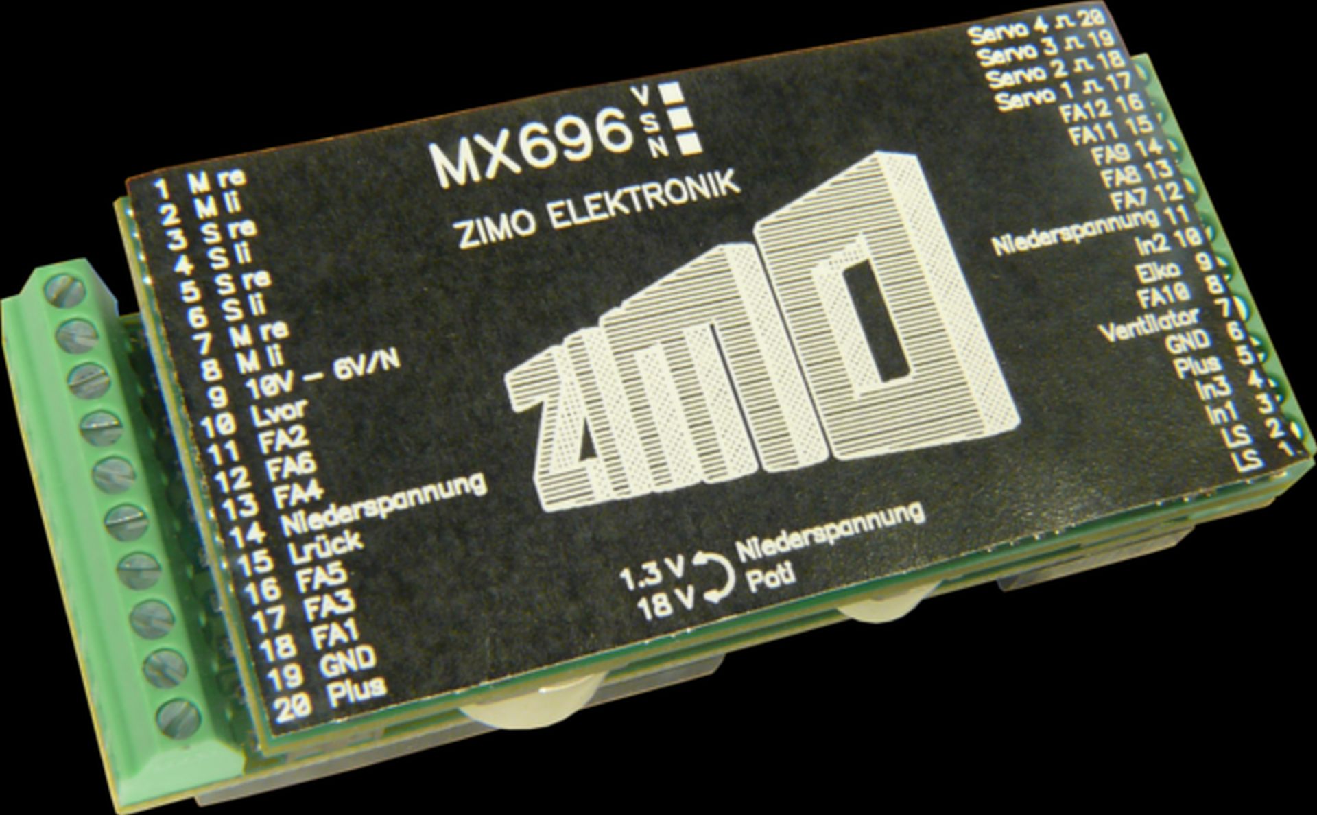 Zimo MX696KS - Sounddecoder 5A, 9 Funktionsausg., 4 Servoausgänge