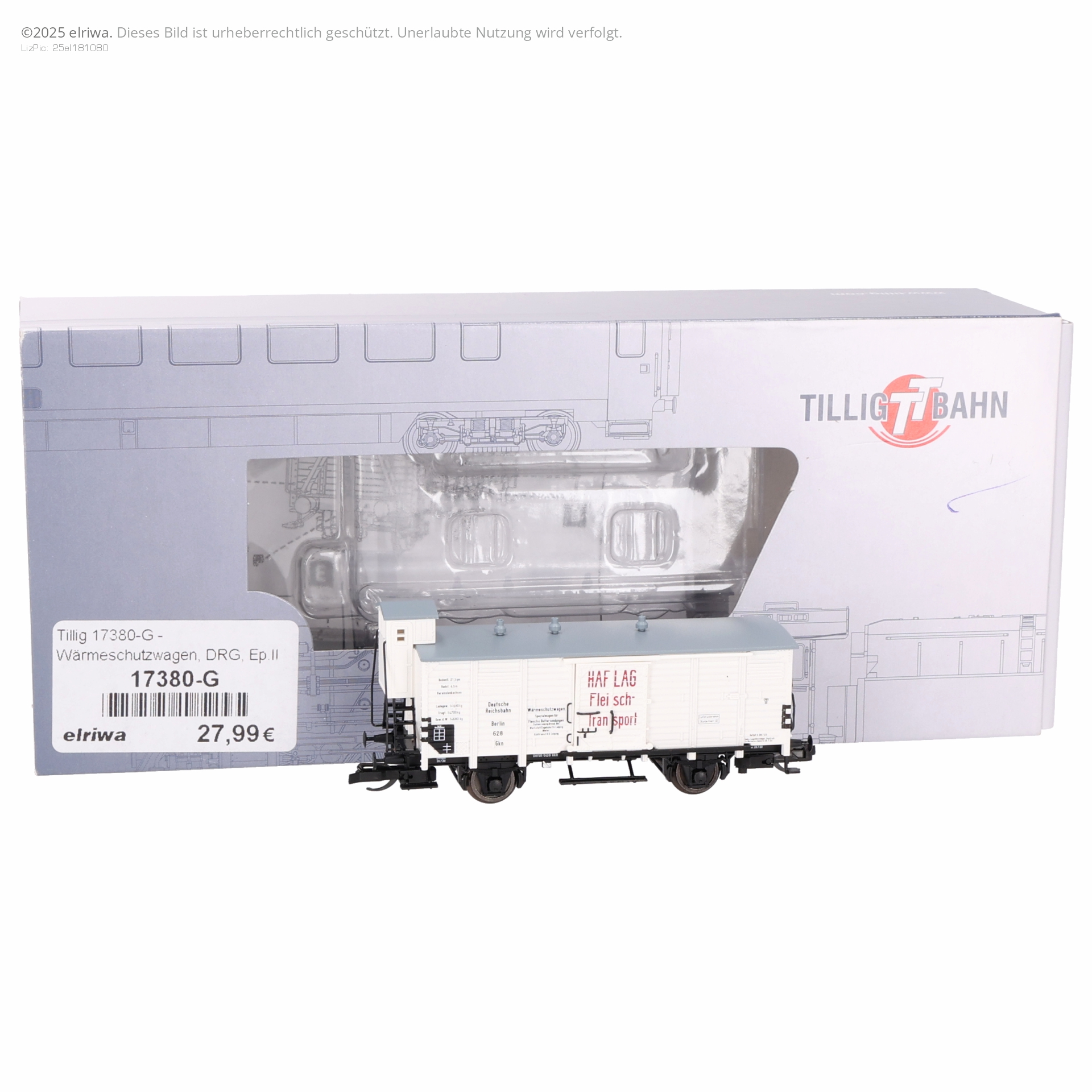Tillig 17380-G - Wärmeschutzwagen, DRG, Ep.II 'HAFLAG'