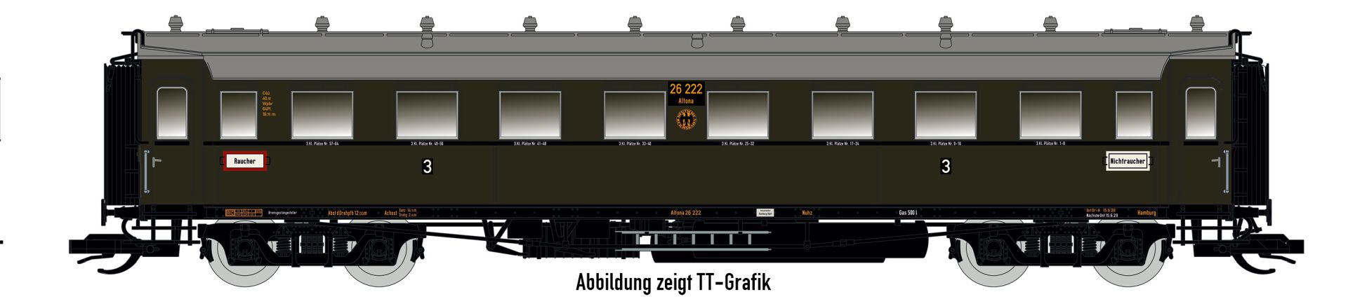 Saxonia 87180 - Personenwagen C4üSa07, DRG, Ep.II, mit Innenbeleuchtung