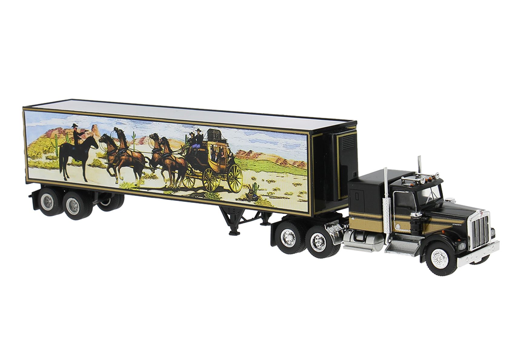 Brekina 86255 - Kenworth W900 Koffersattelzug, schwarz