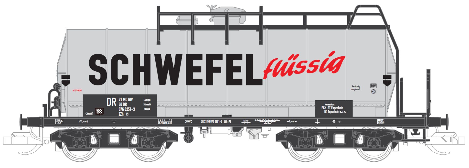 Tillig 502351 - Kesselwagen ZZh, DR, Ep.IV 'Schwefel flüssig' Tillig 502351 - Kesselwagen ZZh, DR, Ep.IV 'Schwefel flüssig'