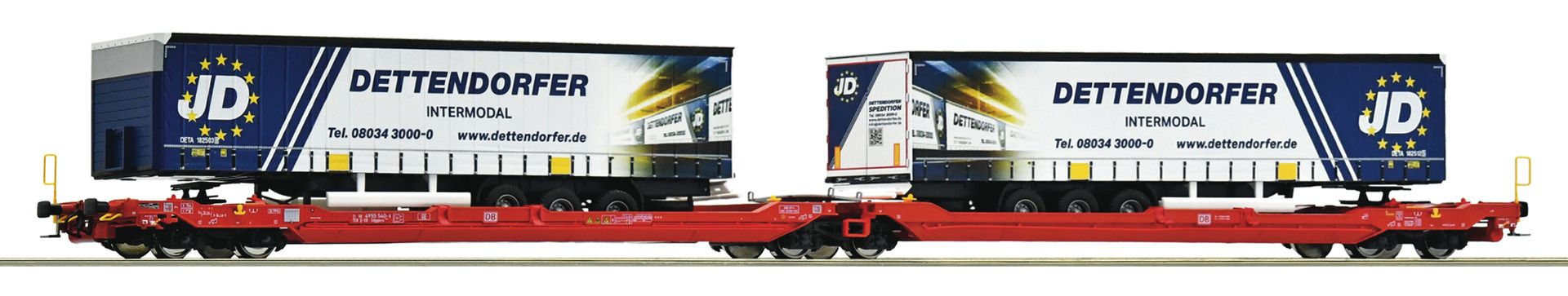 Roco 77404 - Doppeltaschen-Gelenkwagen Sdggmrs 738/T3000e, DBAG, Ep.VI 'Dettendorfer'