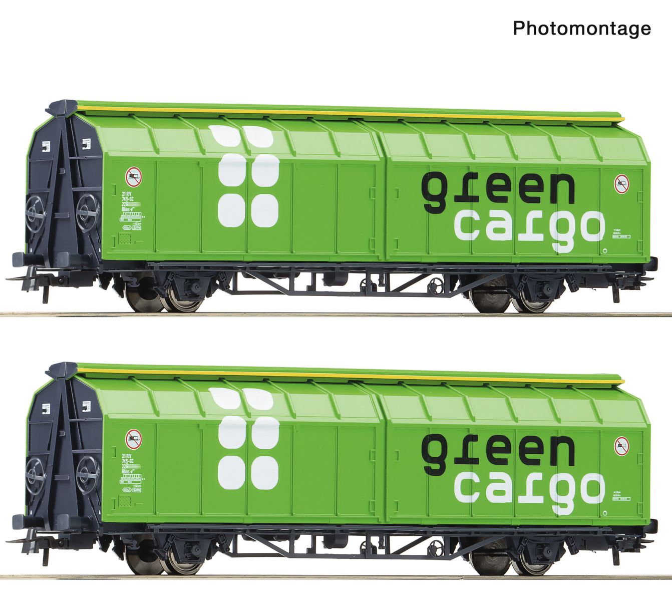 Roco 6600114 - 2er Set Schiebewandwagen Hbillns-v, Green Cargo, Ep.VI