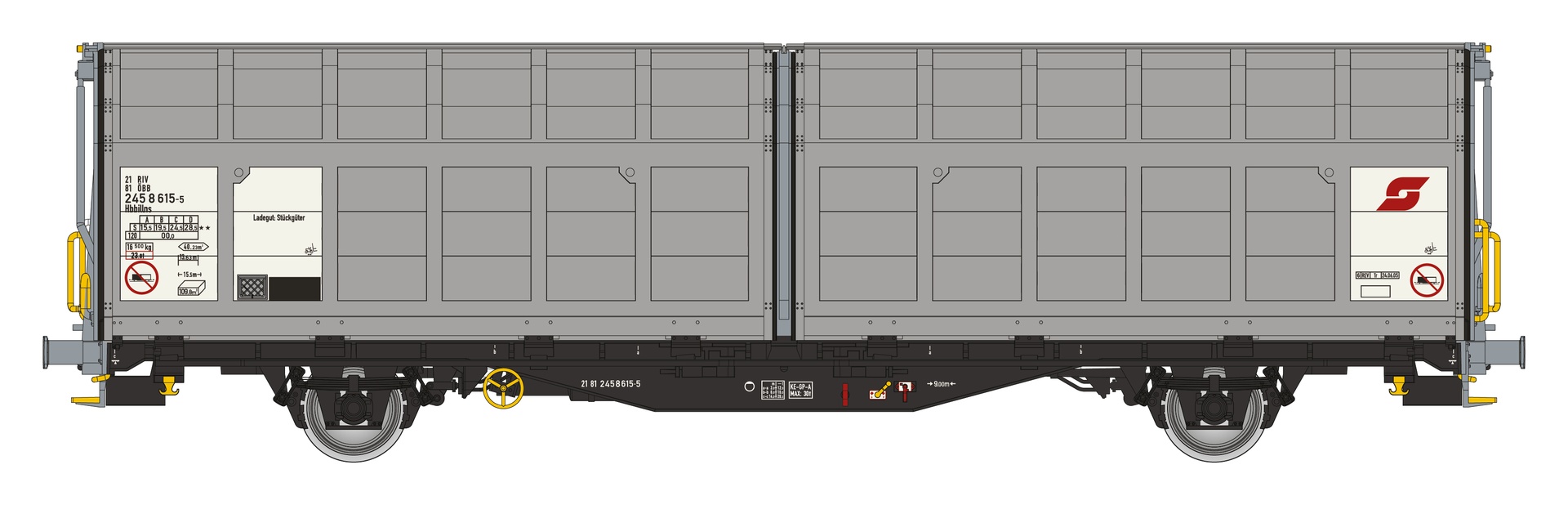 Albert Modell 245061 - Schiebewandwagen Hbbillns, ÖBB, Ep.V