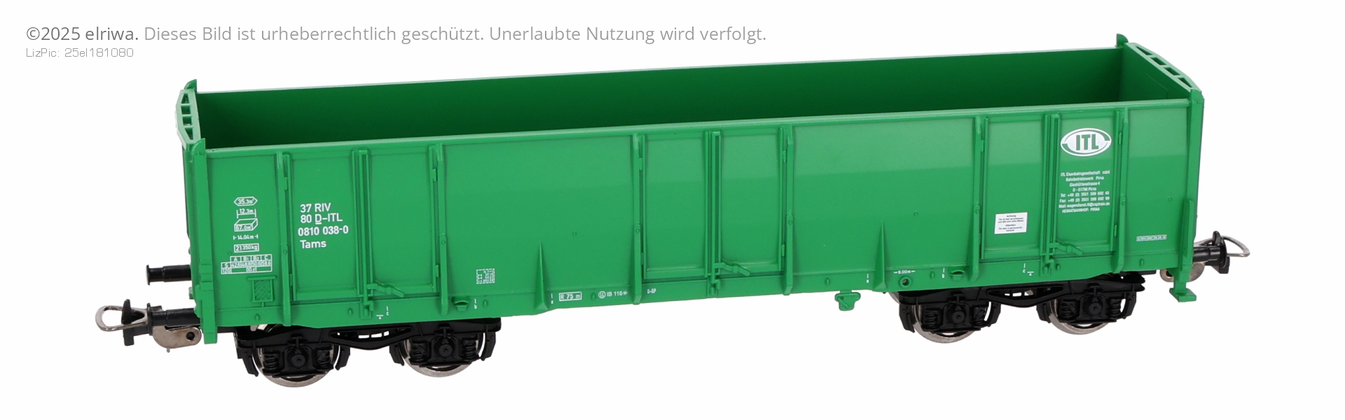 Piko 72255 - Hochbordwagen Eaos, grün, ITL, Ep.VI, Betriebsnummer 5