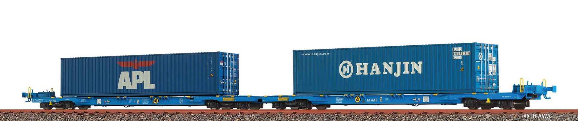 Brawa 48110 - Containerwagen Sffggmrrss 36, AAE, Ep.VI 'APL / HANJIN'