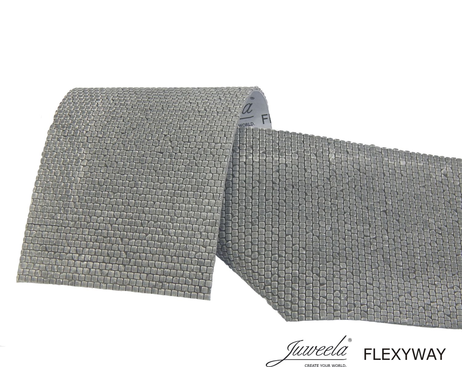 Juweela 28259 - FLEXYWAY Pflasterstraße Altstadt Kopfstein, 1 gerades Segment, 1:87, H0