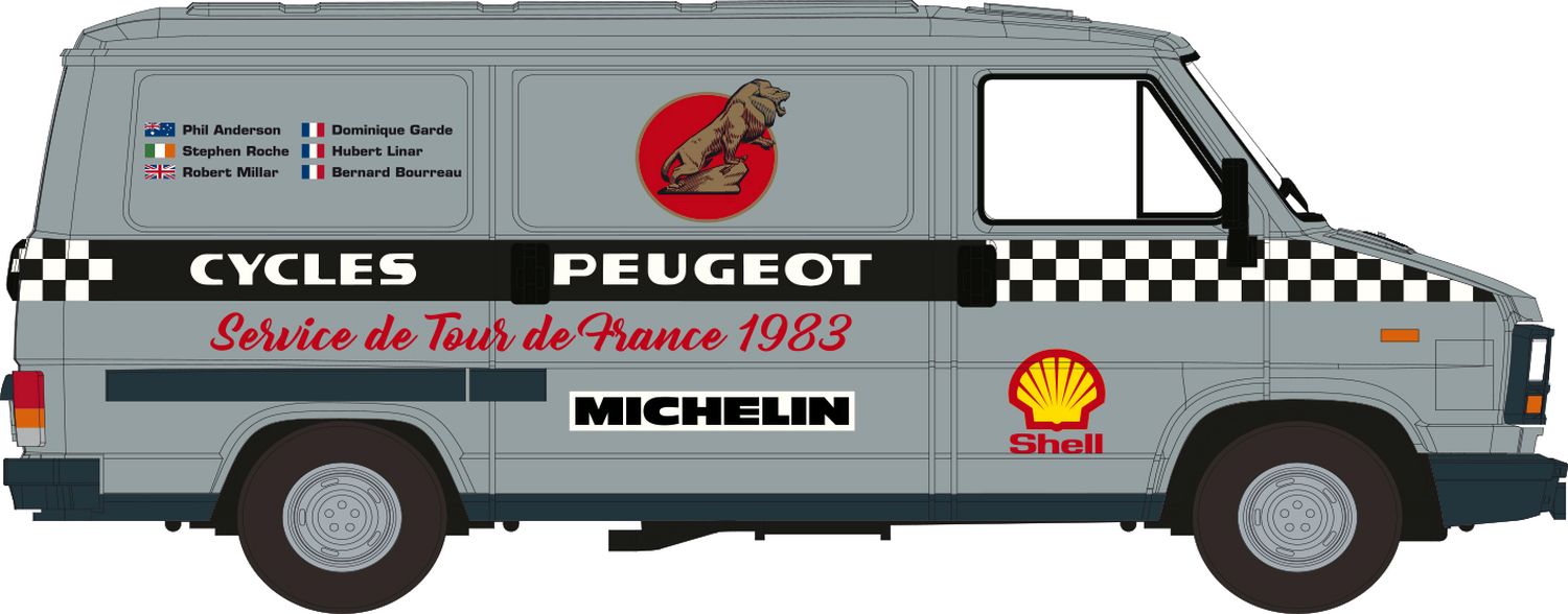 Brekina 34921 - Peugeot J5 Kasten, Tour de France, 1982