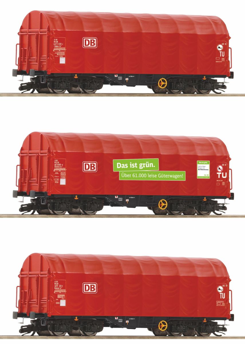 Roco 6680012 - 3er Set Schiebeplanenwagen Shimmns, DBAG, Ep.VI 'Das ist grün'