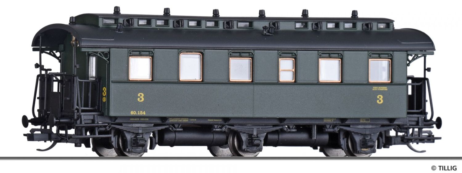 Tillig 16055 - Personenwagen 3. Klasse, SNCB, Ep.II