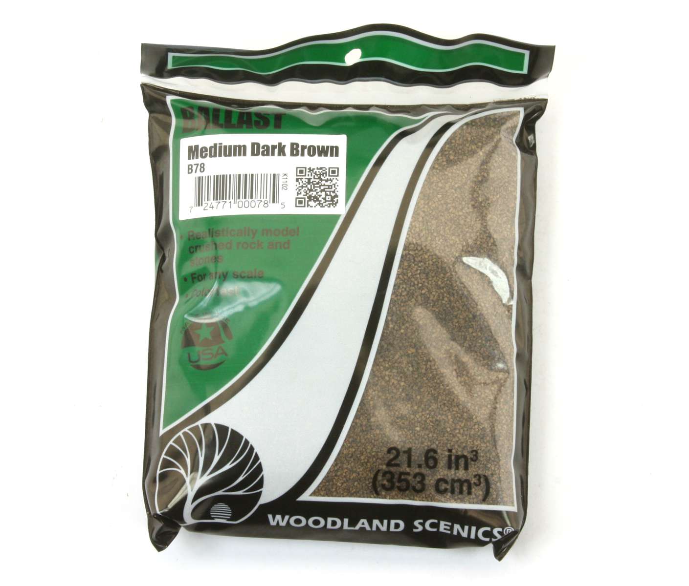 Woodland WB78 - Schotter dunkelbraun, mittel, 220g