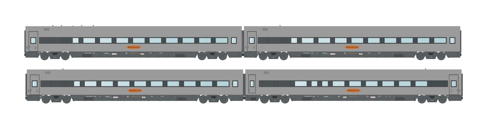 L.S. Models MW2405DC - 4er Set Personenwagen 'Metropolitan', DBAG, Ep.V