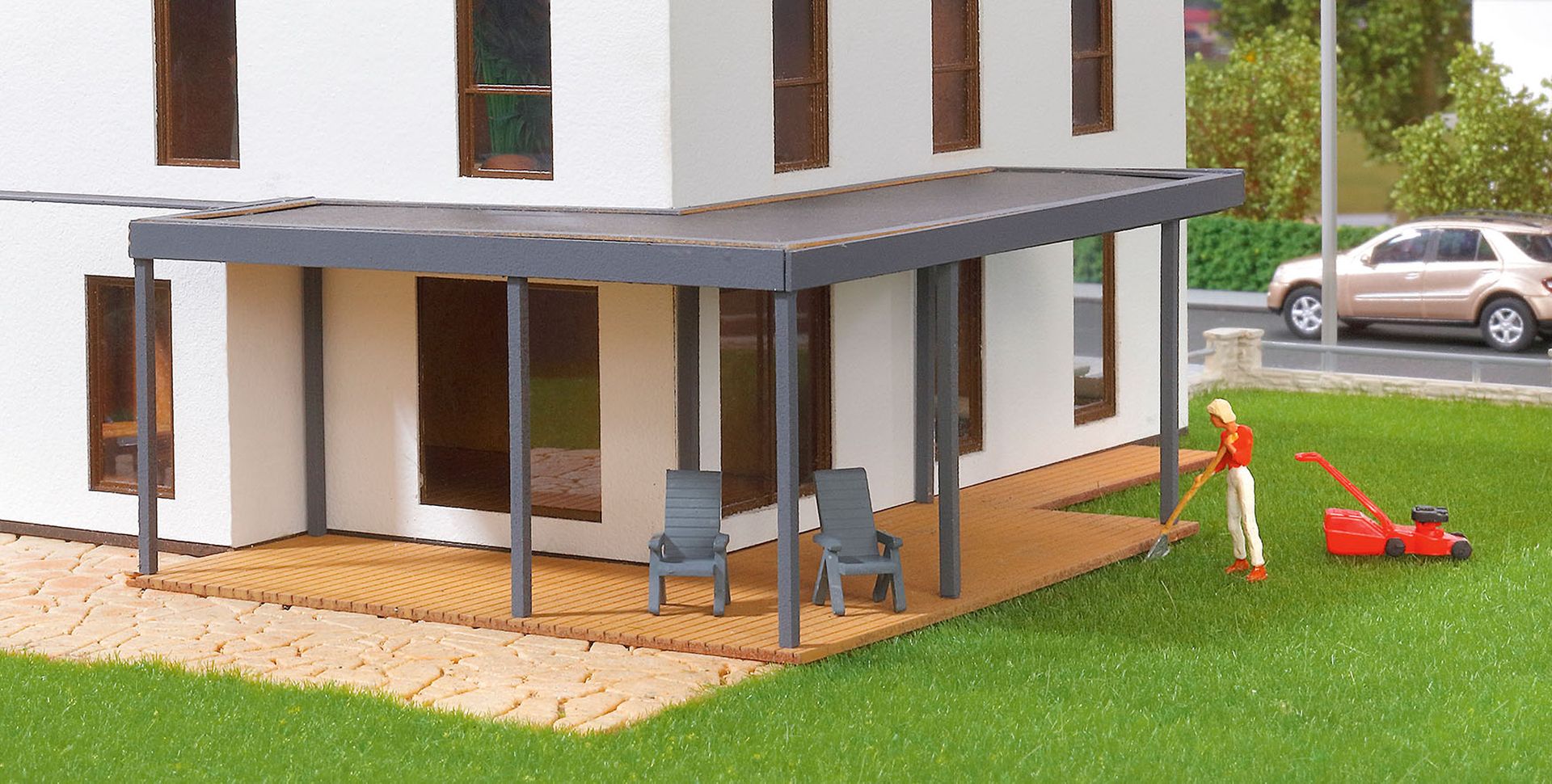 Kibri 38345 - Überdachte Terrasse - Polyplate Bausatz