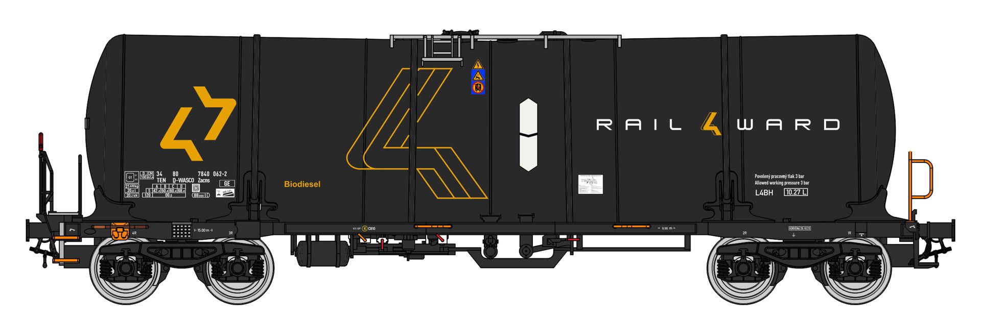 igra 96210051 - Kesselwagen Zacns 88, Wascosa, Ep.VI 'RAIL4WARD-Saphir Biodiesel'