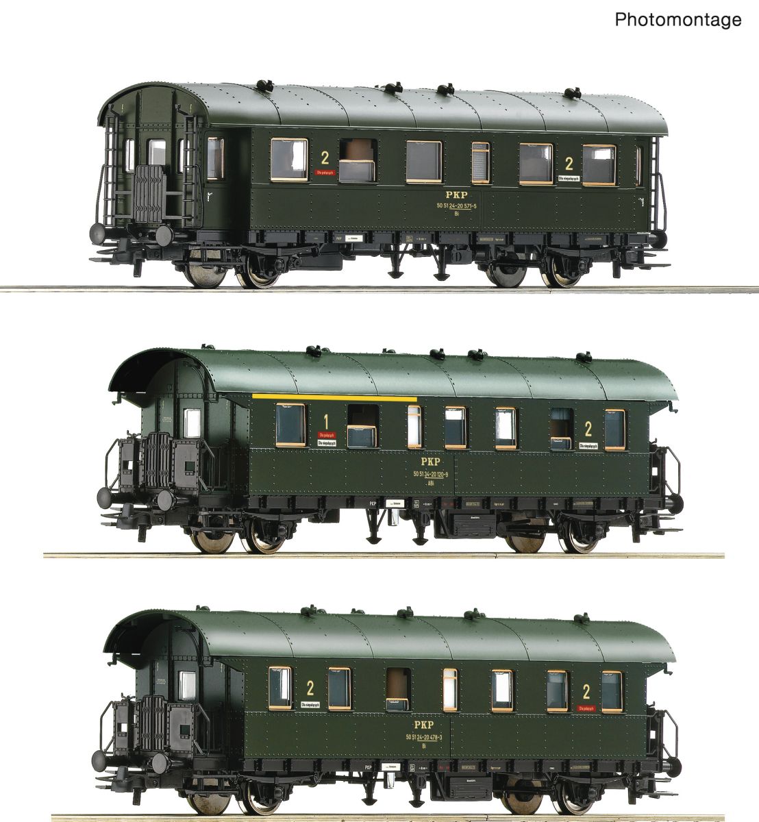 Roco 74019 - 3er Set Personenwagen, PKP, Ep.IV