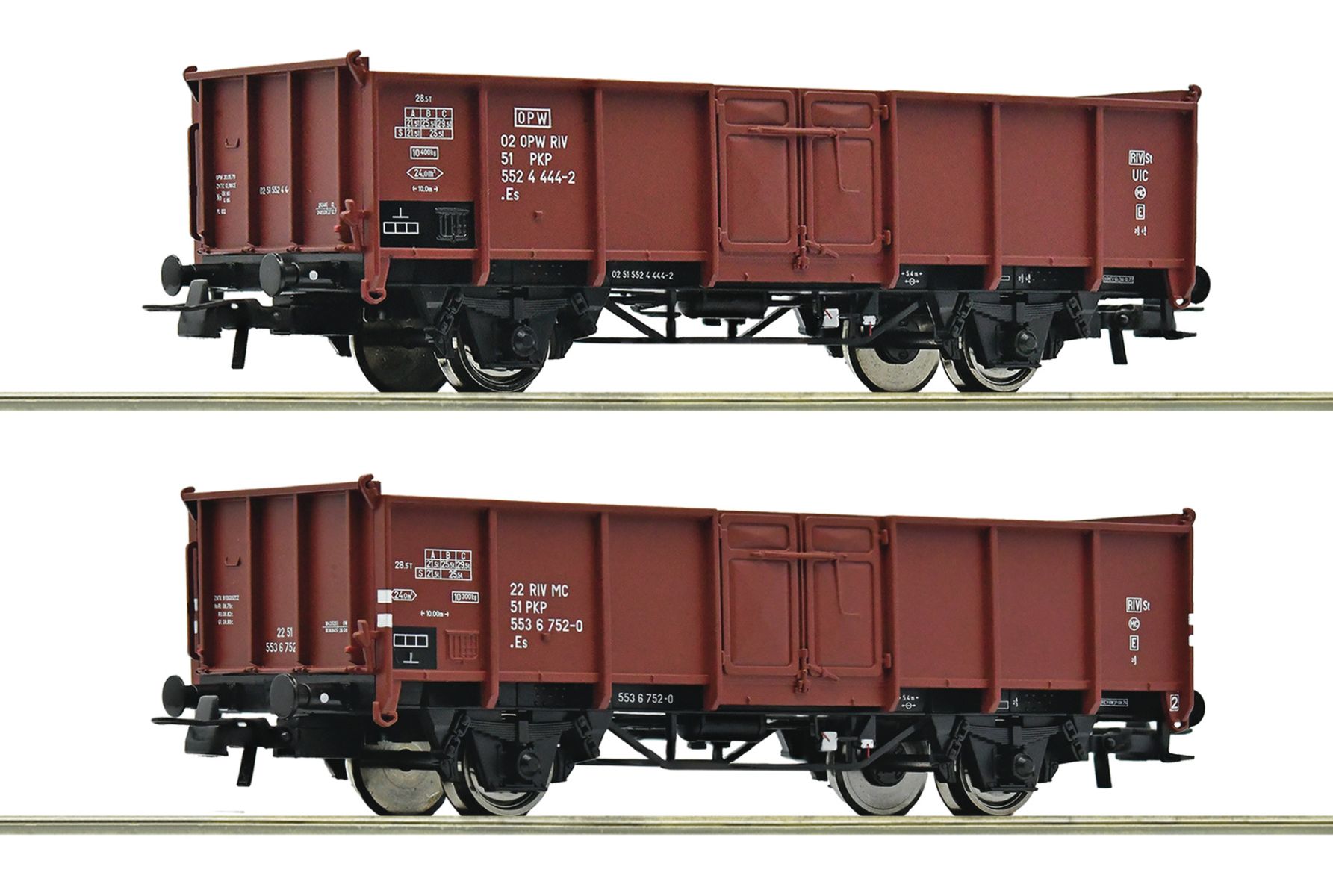 Roco 6600058 - 2er Set offene Güterwagen Es, PKP, Ep.IV