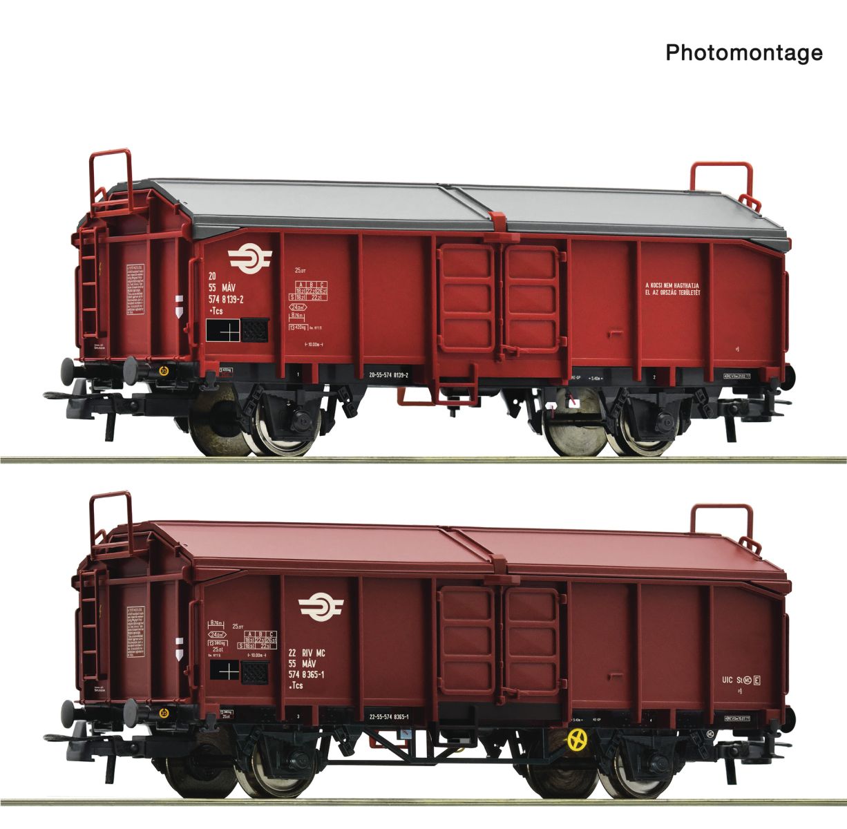 Roco 6600116 - 2er Set Schiebedachwagen, MAV, Ep.IV