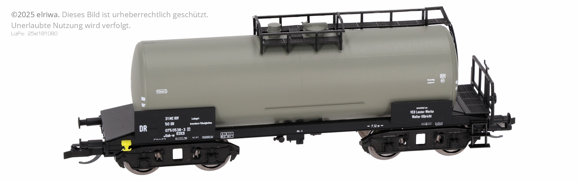Hädl 25079 - Kesselwagen Uah-w, RAL 7005, DR, Ep.IV 'VEB Leunawerke Walter Ulbricht'