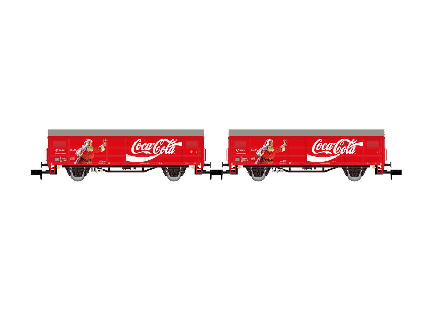Arnold HN6645 - 2er Set Gedeckte Güterwagen JPD, RENFE, Ep.IV 'Coca-Cola'