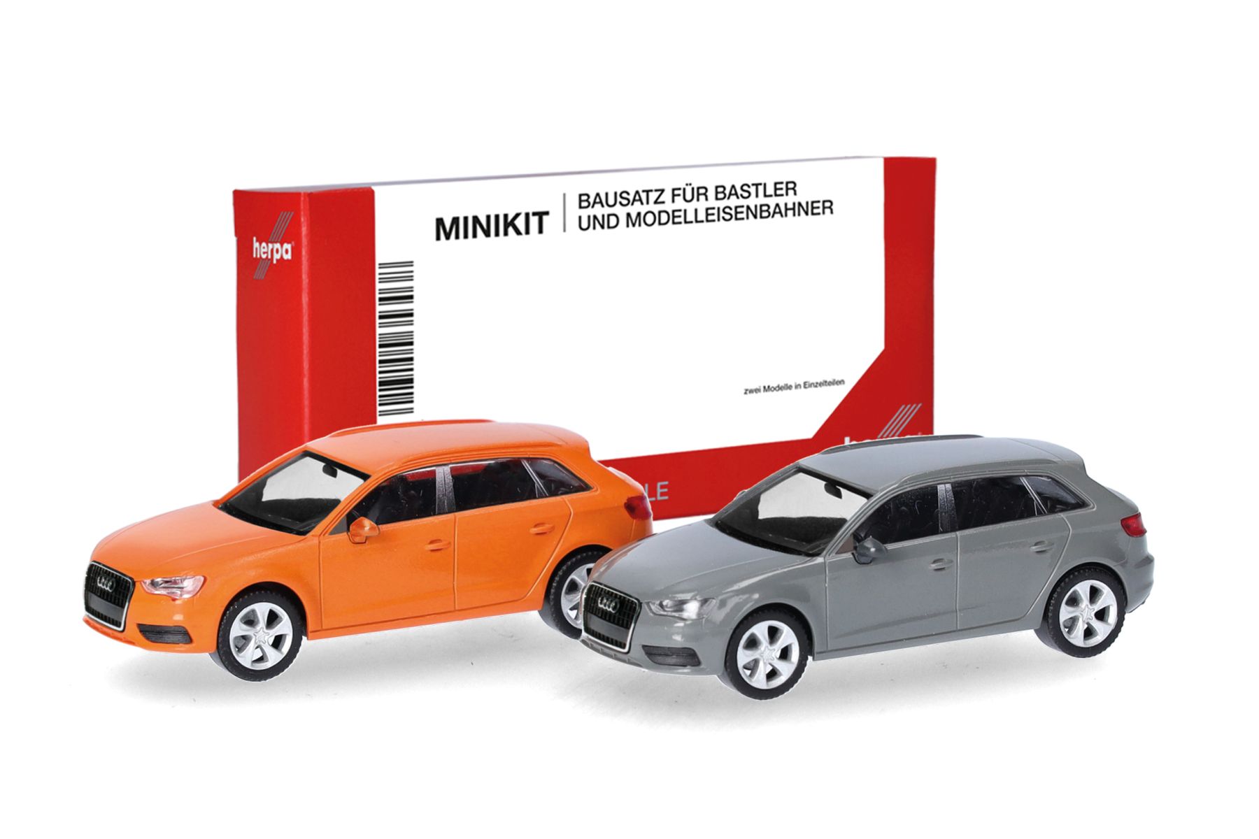 Herpa 014090 - MiniKit Audi A3 Sportback (2012) Glutorange und Nardograu, 2 Stück