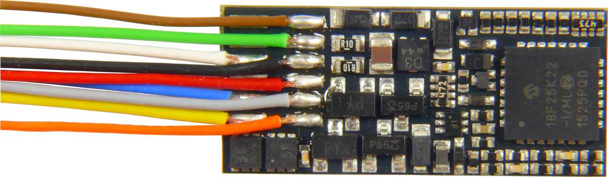 Zimo MX600R - Flachdecoder 0,8A, 4 Funktionsausgänge, NEM652 an Drähten
