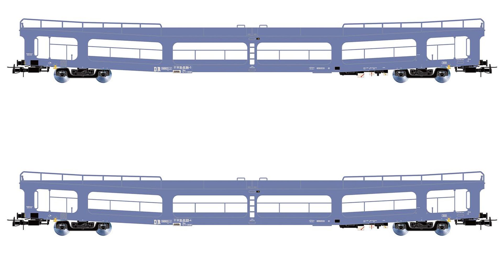 Rivarossi HR4421 - 2er Set Autotransportwagen DDm916, DR, Ep.IV