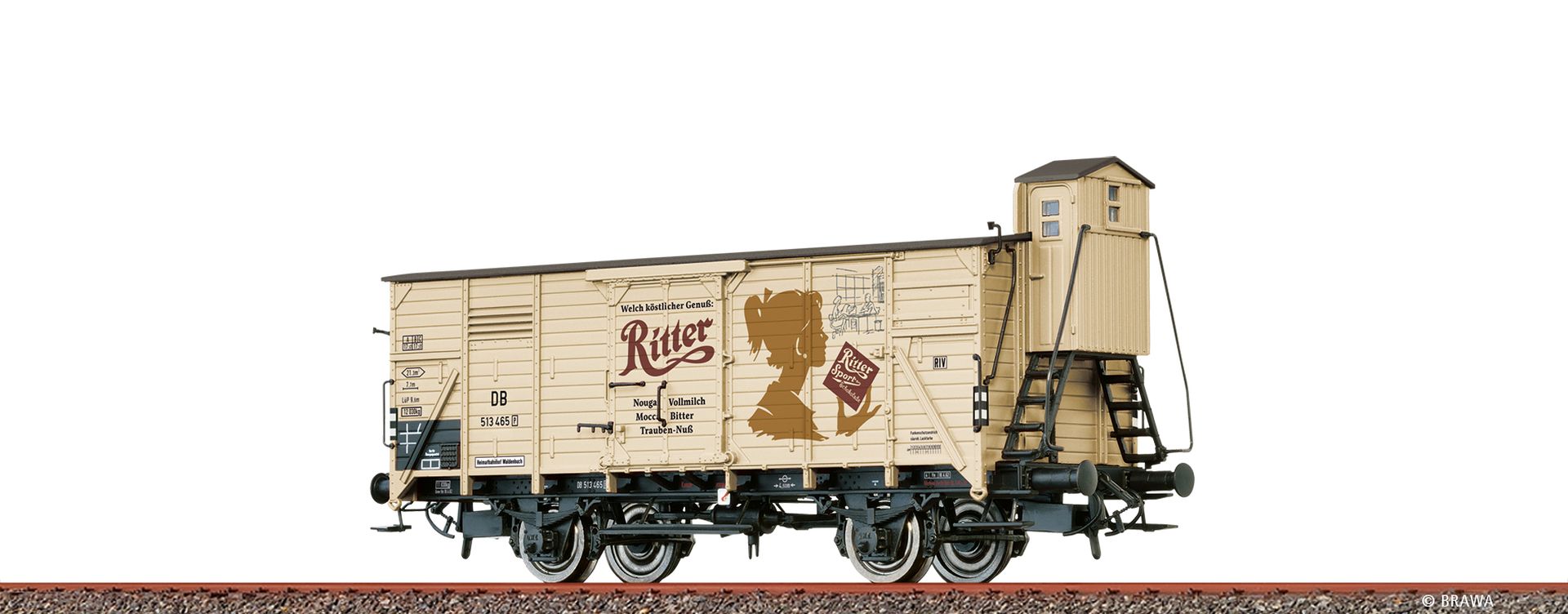 Brawa 50950 - Gedeckter Güterwagen G10 "Ritter Sport", DB, Ep.III