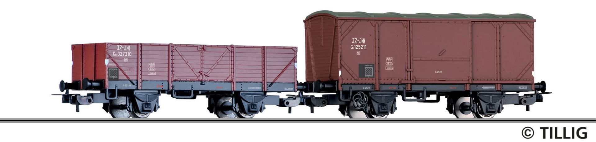 Tillig 70068 - 2er Set Güterwagen, JZ, Ep.III