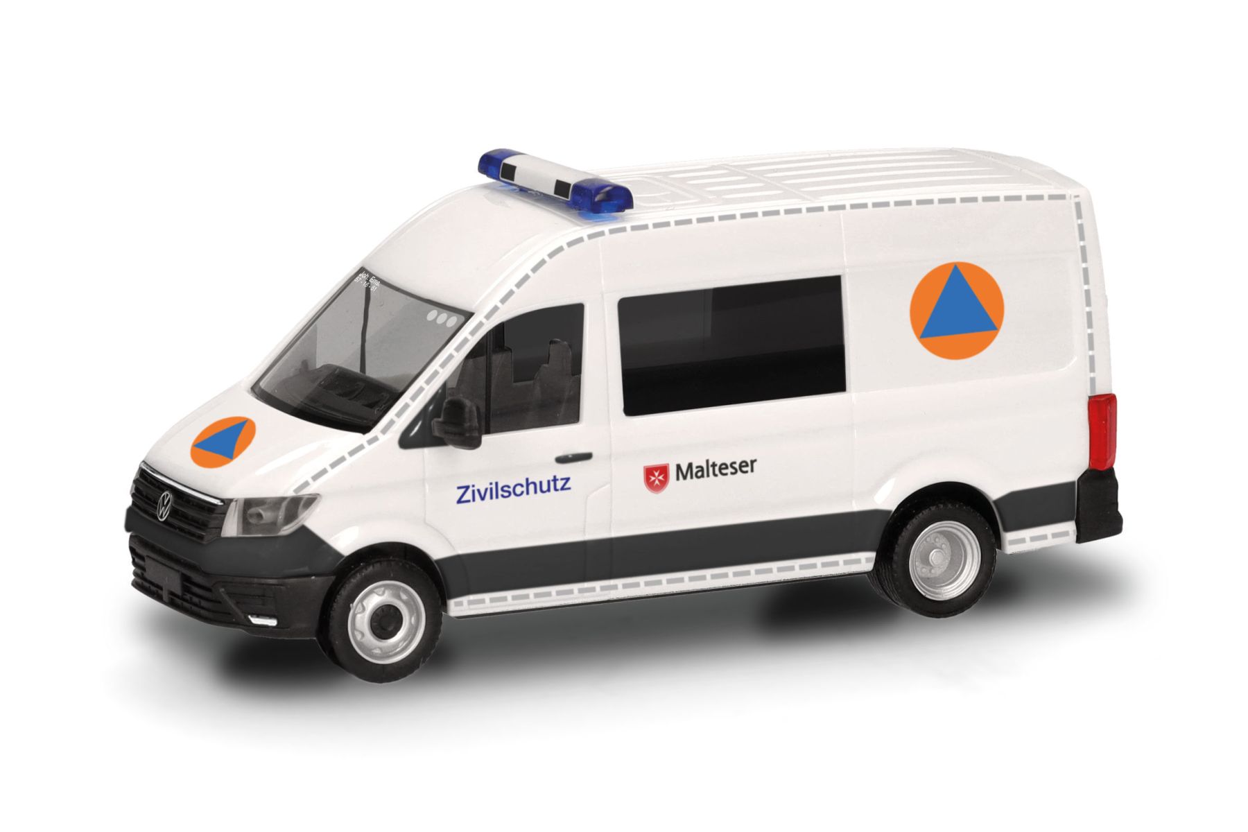 Herpa 097963 - Volkswagen (VW) Crafter Halbbus Hochdach "Malteser / Zivilschutz"