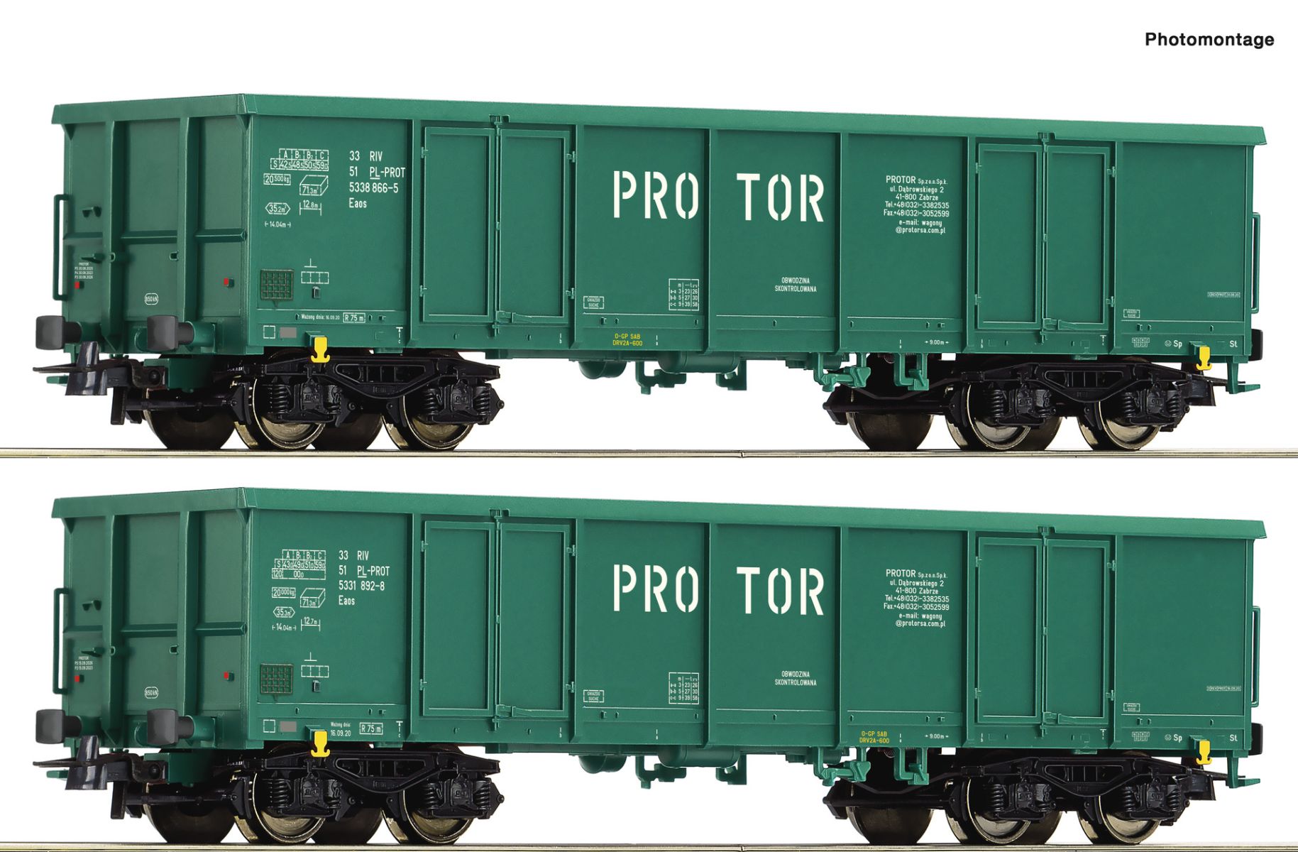 Roco 77032 - 2er Set offene Güterwagen Eaos, PROTOR, Ep.VI