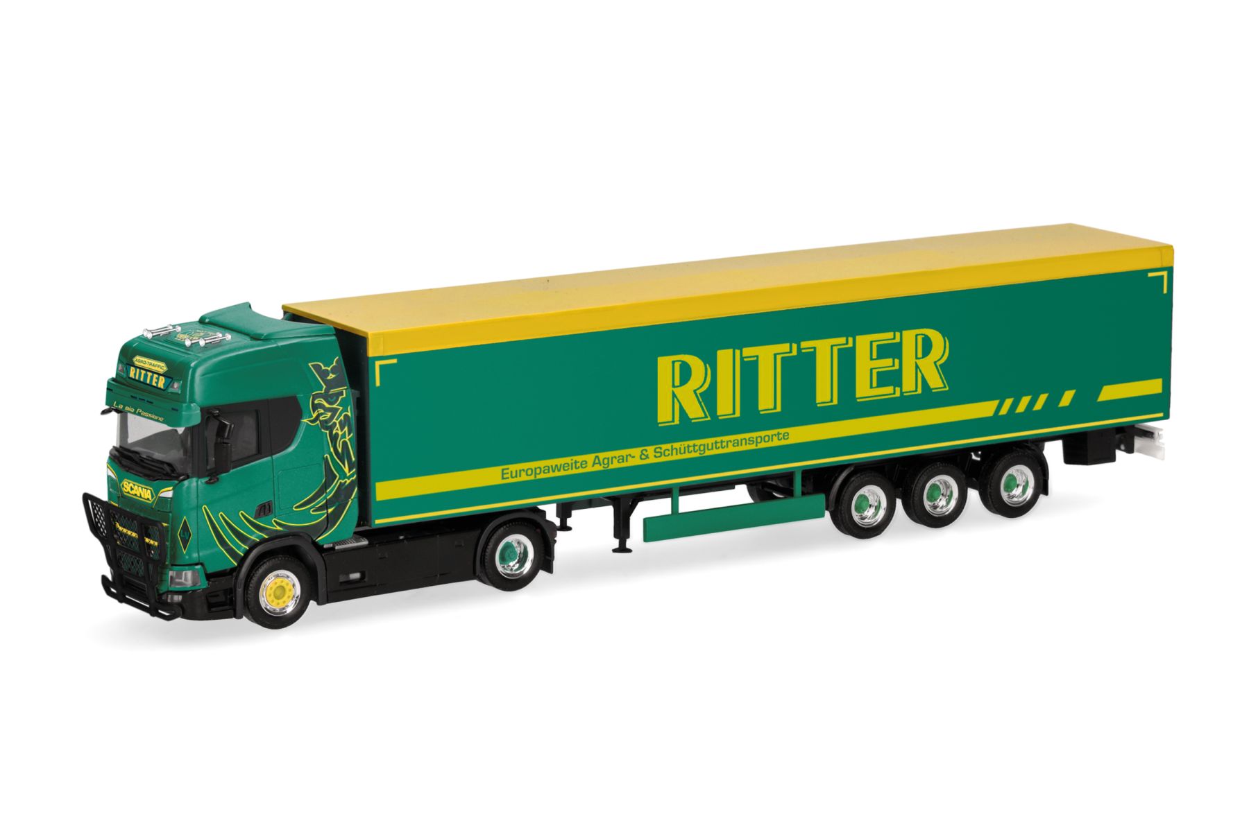 Herpa 318921 - Scania CS 20 HD Schubboden-Sattelzug "Ritter-Trans Illertissen"