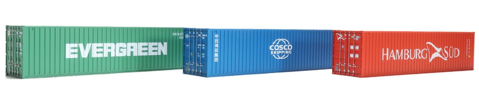 igra 98010061 - 3er Set Container 40', Evergreen, HASU, Cosco