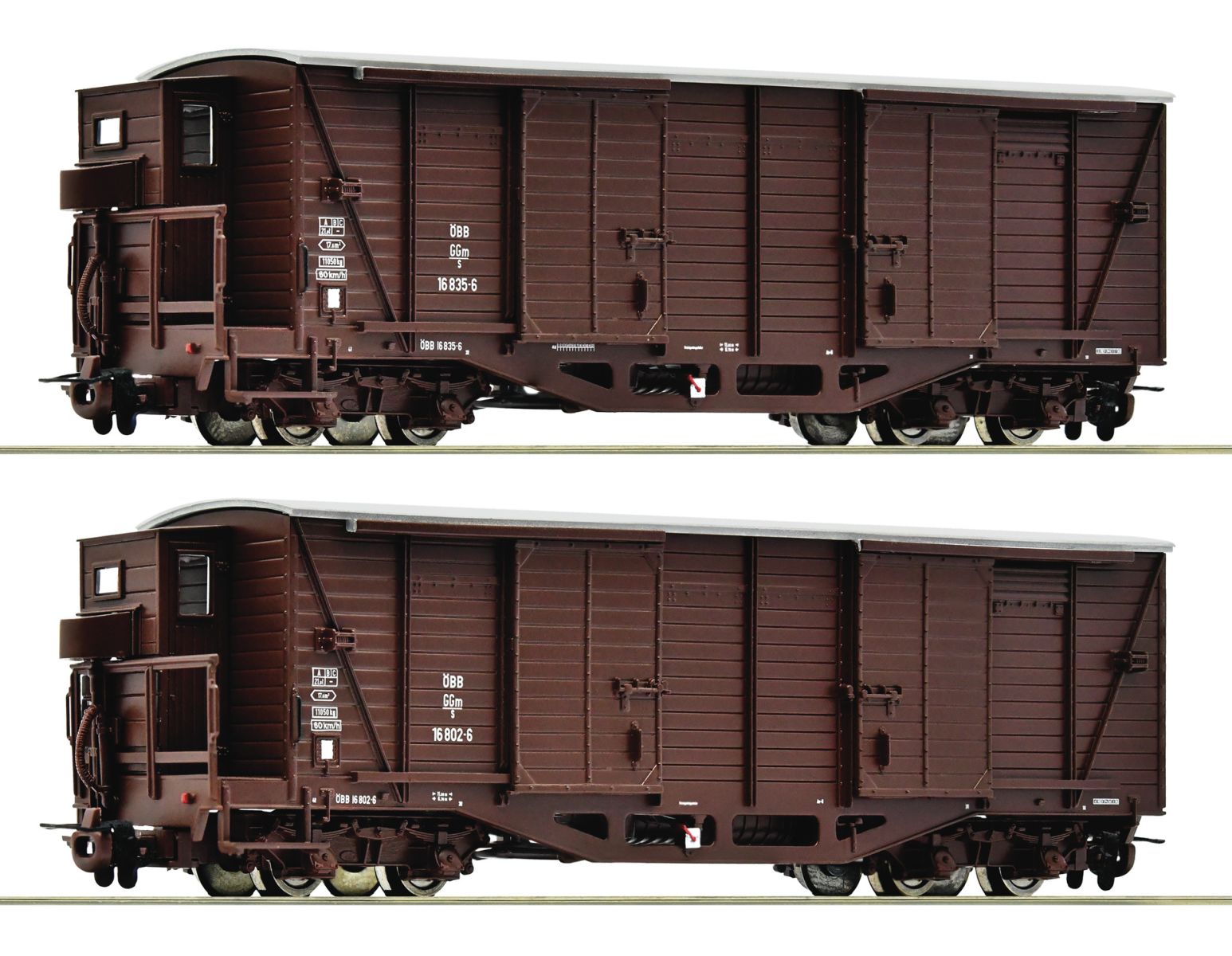 Roco 6640001 - 2er Set gedeckte Güterwagen GGm/s, ÖBB, Ep.IV