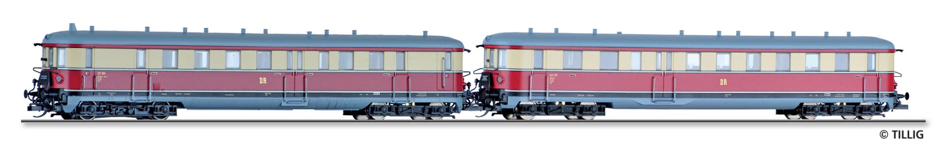 Tillig 02857 - Triebwagen VT 137 mit Steuerwagen VS 145, DR, Ep.III