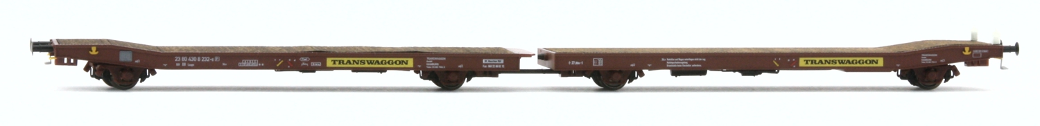 nme 532491 - Flachwageneinheit Laads/Laaps 'TWA 800A', TWA, Ep.IV, mit Zugschlussbel. CH