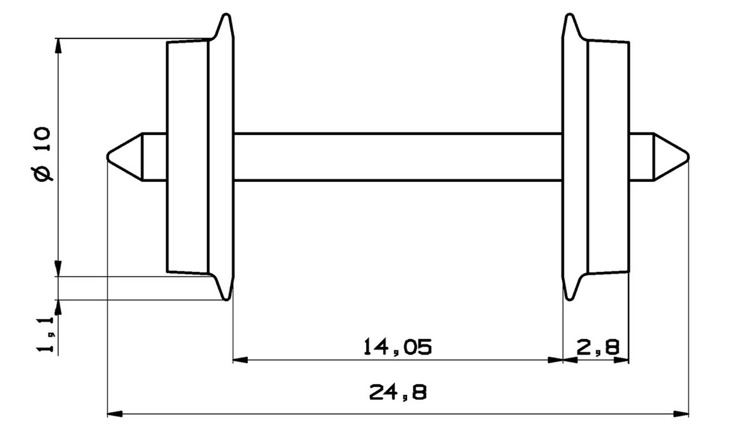 Roco 40178 - Wechselstrom-Radsatz, 10 mm